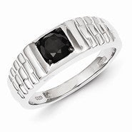 Sterling Silver Black Diamond Mens Ring