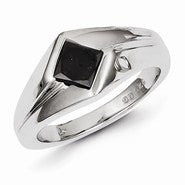 Sterling Silver Black Diamond Mens Ring