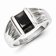 Sterling Silver Black Rhodium Black Diamond Mens Ring