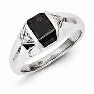 Sterling Silver Black & White Diamond Mens Ring