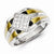 Sterling Silver and Gold Plated Black & White Diamond Men's Ring