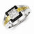 Sterling Silver and Gold Plated Black & White Diamond Men's Ring