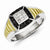 Sterling Silver and Gold Plated Black & White Diamond Men's Ring