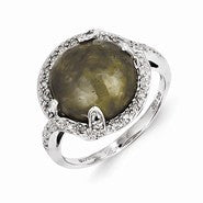 Sterling Silver Labradorite and Diamond Ring