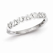 Sterling Silver w/Rhodium Plated Diamond Hearts Ring