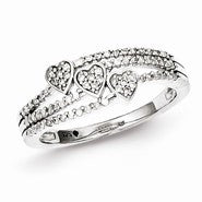 Sterling Silver w/Rhodium Plated Diamond Triple Heart Ring