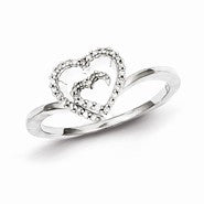 Sterling Silver Diamond Heart Ring