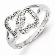 Sterling Silver White Diamond Heart Ring