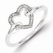 Sterling Silver Diamond Heart Ring