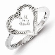 Sterling Silver Diamond Open Heart Ring