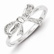 Sterling Silver w/Rhodium Plated Diamond Bow Ring