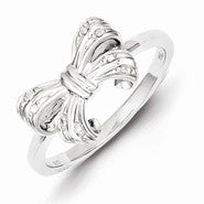 Sterling Silver w/Rhodium Plated Diamond Bow Ring