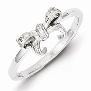 Sterling Silver w/Rhodium Plated Diamond Bow Ring