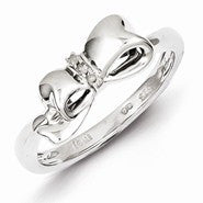 Sterling Silver w/Rhodium Plated Diamond Bow Ring