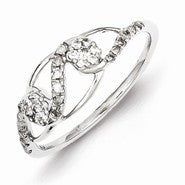 Sterling Silver w/Rhodium Plated Diamond Ring