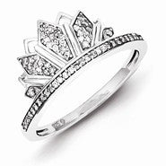 Sterling Silver w/Rhodium Plated Diamond Crown Ring