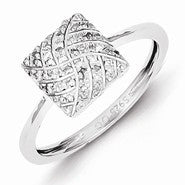 Sterling Silver w/Rhodium Plated Diamond Square Ring