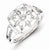 Sterling Silver w/Rhodium Plated Diamond Square with Flower Ring