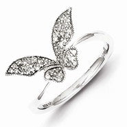 Sterling Silver w/Rhodium Plated Diamond Butterfly Ring