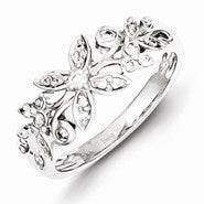 Sterling Silver Patterned Diamond Ring