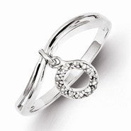 Sterling Silver w/Rhodium Plated Diamond Circle Dangle Ring