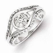 Sterling Silver w/Rhodium Plated Diamond Ring