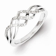 Sterling Silver w/Rhodium Plated Diamond Ring