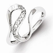 Sterling Silver w/Rhodium Plated Diamond Ring