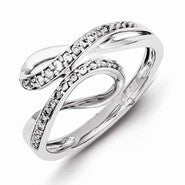 Sterling Silver w/Rhodium Plated Diamond Ring