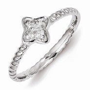 Sterling Silver White Diamond Stackable Ring