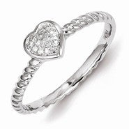 Sterling Silver White Diamond Stackable Ring