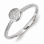 Sterling Silver White Diamond Stackable Ring