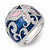 Sterling Silver CZ and Pink & Blue Enameled Butterfly Domed Ring