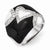 Sterling Silver CZ and White & Black Enameled Hearts Domed Ring