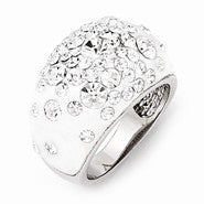 Sterling Silver Rhodium-plated White Clay & Preciosa Crystal Ring