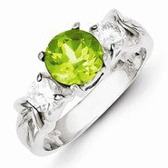 Sterling Silver Peridot & CZ Ring