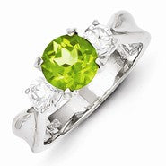 Sterling Silver Peridot & CZ Ring