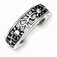 Sterling Silver Antiqued Floral Toe Ring