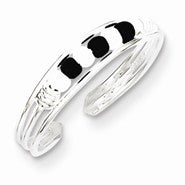 Sterling Silver Black & White Beaded Toe Ring