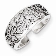 Sterling Silver Antiqued Floral Toe Ring