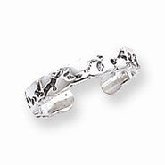 Sterling Silver Antiqued Feet Toe Ring