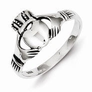 Sterling Silver Antiqued Claddagh Ring