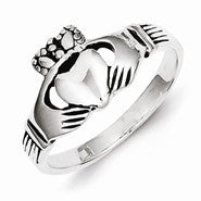 Sterling Silver Antiqued Claddagh Ring