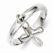 Sterling Silver Solid Cross Dangle Ring