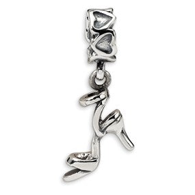 Sterling Silver High Heel Shoe Dangle Bead Charm hide-image