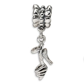 Sterling Silver High Heel Shoe Dangle Bead Charm hide-image