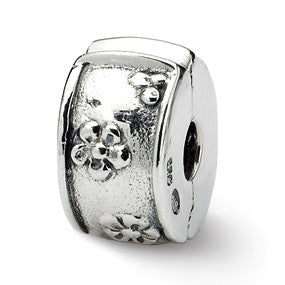 Sterling Silver Hinged Floral Clip Bead Charm hide-image