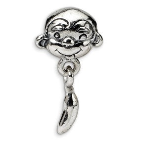 Sterling Silver Kids Monkey & Banana Bead Charm hide-image