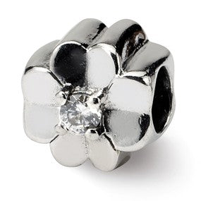 Sterling Silver CZ Clover Bead Charm hide-image