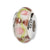 Pink Floral Hand-blown Glass Charm Bead in Sterling Silver